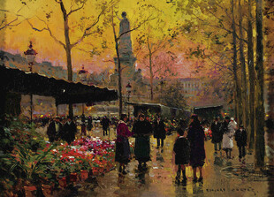 秋日街头热闹集市景象