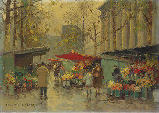 街头花卉市场的热闹瞬间