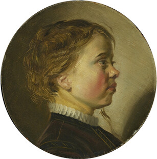 儿童侧面肖像油画