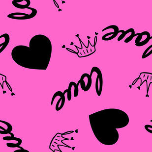 粉色爱心皇冠涂鸦图案