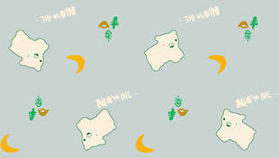 卡通动物与星月背景图案