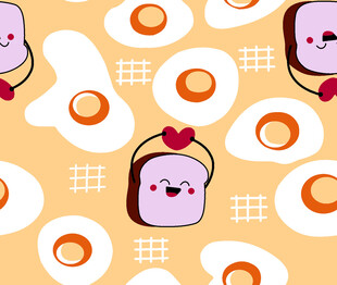可爱吐司煎蛋卡通图案