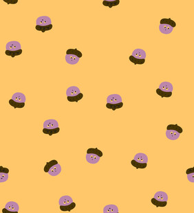 紫色蘑菇图案的黄色背景