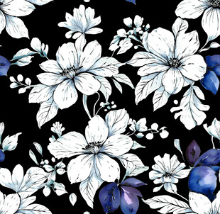 蓝白花卉图案背景