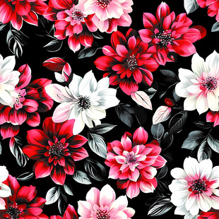花卉图案红白色花朵绽放