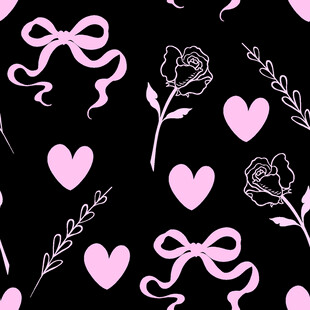 粉色浪漫花卉爱心图案