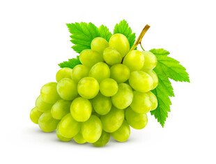 鲜绿葡萄带叶饱满诱人
