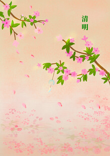 春日粉嫩桃花美景图