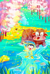 梦幻童趣森林动物嬉戏图