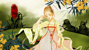 古典美人赏景图