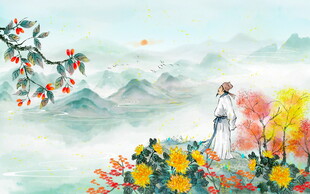 古风山水间的诗意女子