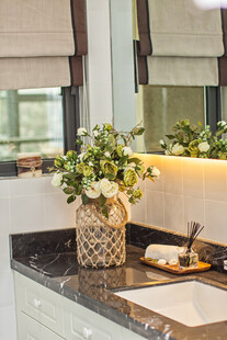 浴室台上的清新绿植装饰