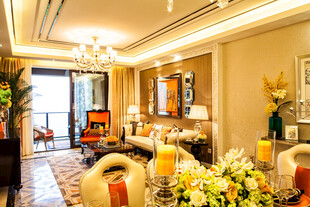 豪华温馨的客厅室内景致