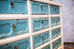 复古蓝白抽屉柜