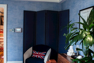 蓝色客厅一角的惬意景致