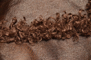 棕色褶皱花边布料细节