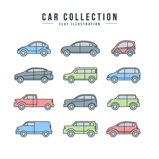 多样汽车集合图标