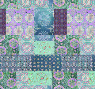 多彩几何花卉拼接图案