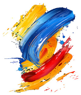 多彩笔触艺术抽象画