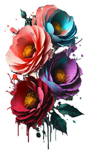 多彩花卉艺术插画