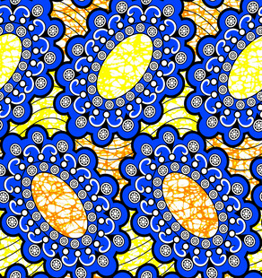 蓝黄花卉图案纹理背景