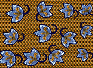 蓝叶黄底几何图案纹理