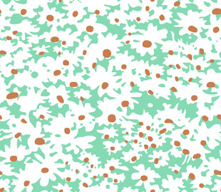 绿底橙点碎花数码印花