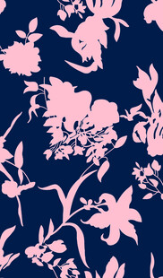 深蓝底粉色花卉图案