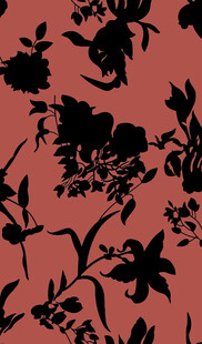 粉色底黑色花卉图案