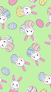 可爱兔子彩蛋绿色背景图案