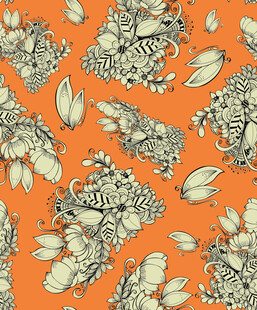 橙色昆虫碎花数码印花