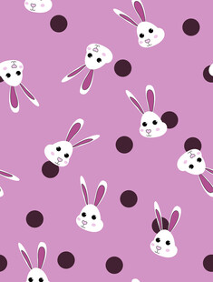 紫色背景兔子圆点数码印花