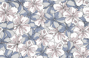 蓝白花卉碎花数码印花