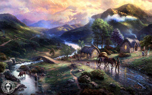 山间村落黄昏美景