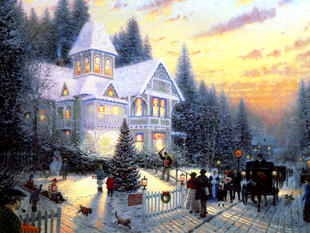 冬日温馨雪景中的梦幻小屋
