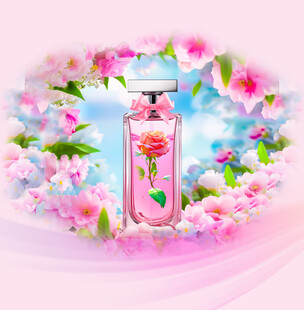 梦幻樱花主题粉色香水瓶