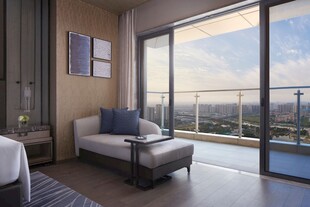 现代卧室带景观大阳台