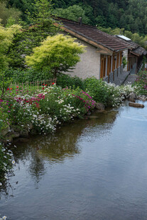 溪边小屋 自然静谧之景