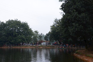 湖畔风景 游人漫步赏景