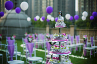 户外紫色系梦幻婚礼布置