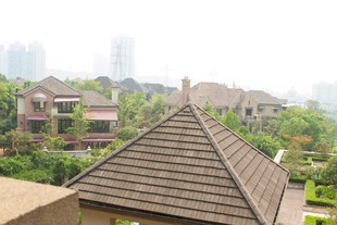 俯瞰精致别墅住宅区