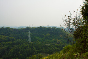 山林间的电线塔景观