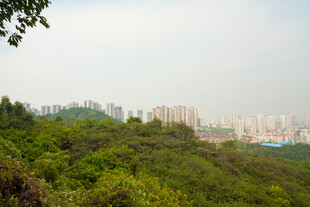 山林间远眺城市景观