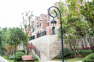 优雅社区景观路灯与建筑