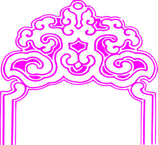 中式粉色花纹装饰门框