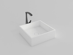 简约方形洗手盆带水龙头