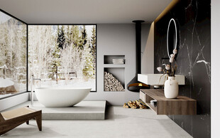 现代简约风卧室雪景景观