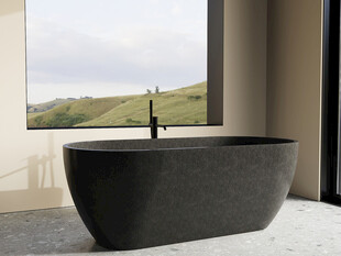 现代简约风格黑色独立浴缸