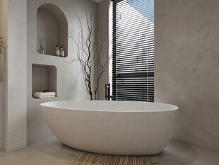 现代简约风独立式白色浴缸