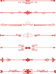 红色精美装饰分割线集合